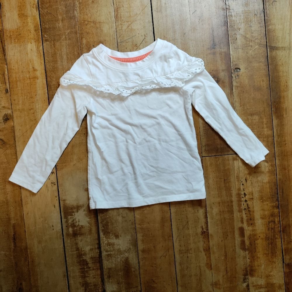 Cat & Jack 2T white eyelet long sleeve shirt tee cotton spring summer girls
